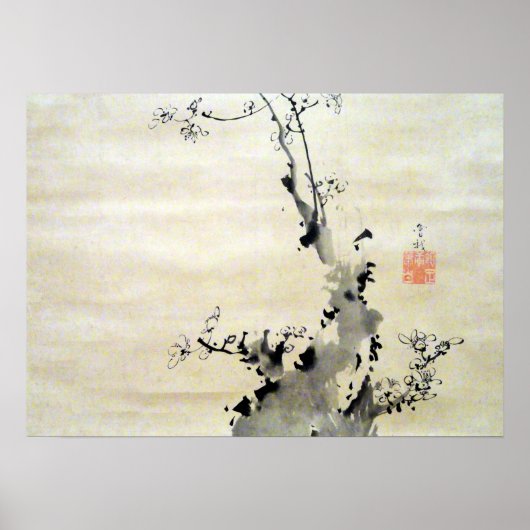 Soga Shohaku Branch of Blossoming Plum Poster (Voorkant)