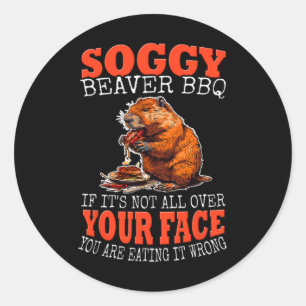 Soggy Beaver BBQ Shirt 1 Ronde Sticker