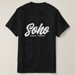 Soho New York zwart-wit script typografie T-shirt