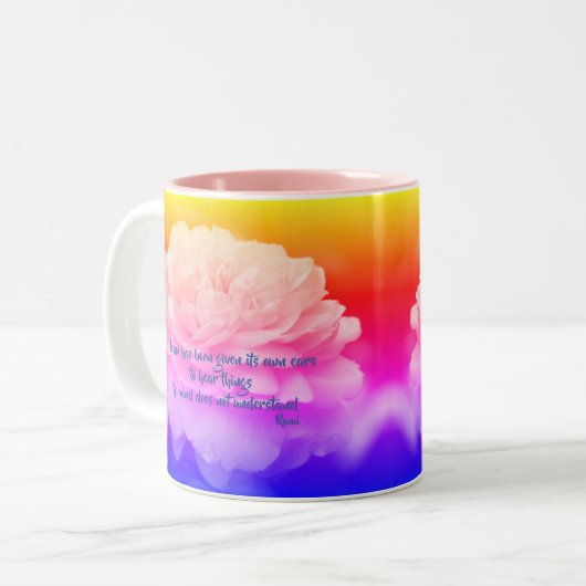 Soil and Mind Rumi Inspirerend Quote Tweekleurige Koffiemok (Voorkant links)