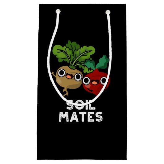 Soil Mates Funny Beet Root Pun Dark BG Klein Cadeauzakje (Voorkant)