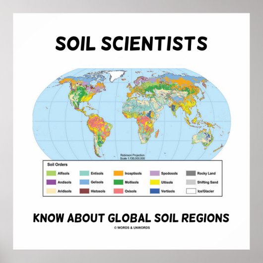 Soil Scientists kennen mondiale bodemgebieden Poster (Voorkant)
