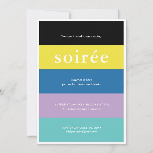 Soiree Birthday Party Invitation Kaart (Voorkant)