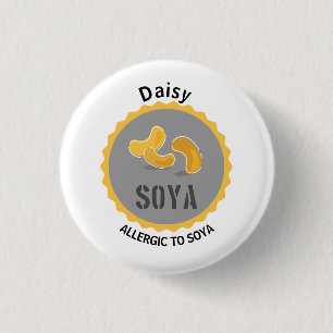 Soja Allergie Alert Bewerkbare naam Ronde Button 3,2 Cm