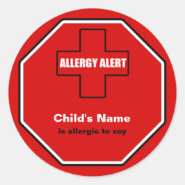 Soja Allergie Medische Alert Aangepaste SML Sticke Ronde Sticker