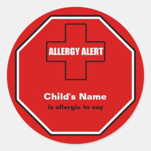 Soja Allergie Medische Alert Aangepaste SML Sticke Ronde Sticker