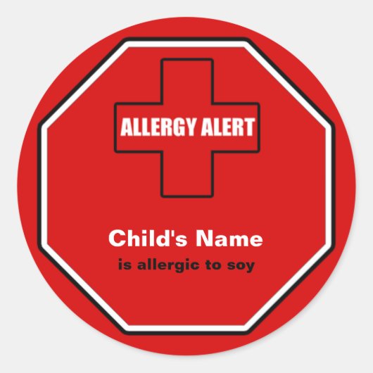 Soja Allergie Medische Alert Aangepaste SML Sticke Ronde Sticker (Voorkant)