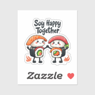 Soja gelukkig samen Sushi Kawaii Japans Eten Sticker