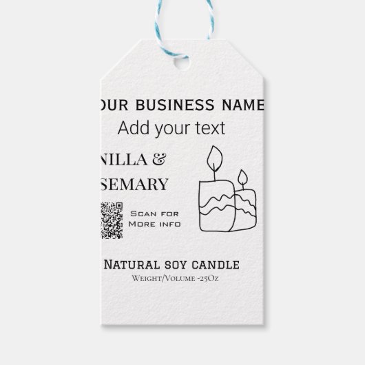 Soja kaars bedrijf toevoegen a r code bedrijfsnaam cadeaulabel (Voorkant)