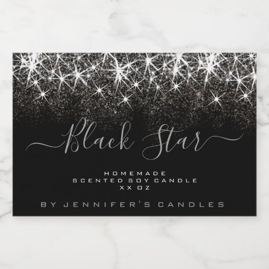Soja Kaars Product Verpakking Glitter Sterren Zwar Voedselcontainer Etiket (Enkel label)