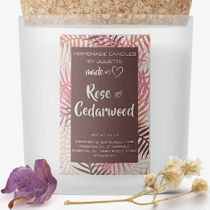 Sojakaars Tropische bladeren Roze bordeaux verpakk Voedselcontainer Etiket