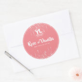 Sojakaarsen Verpakking Dripping Regen Glitter Roze Ronde Sticker (Envelop)