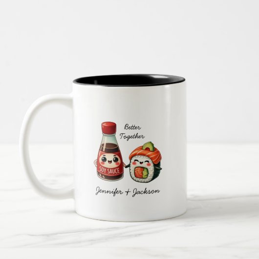 Sojasaus en Sushi gepersonaliseerde mokken (Links)
