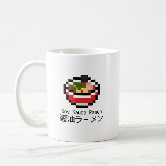 Sojasaus Ramen Retro Pixel Art Koffiemok (Links)