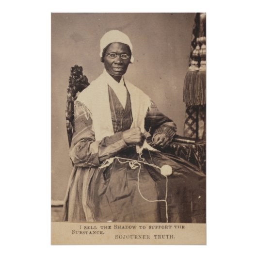 Sojourner Truth Sepia Foto met schaduwbijschrift Perfect Poster (Voorkant)