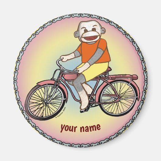 Sok-aap-fiets Magneet (Voorkant)