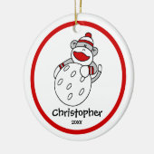 Sok-aap golf jongens kerstornament keramisch ornament (Links)