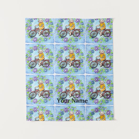 Sok-aap op de fiets wandkleed (Voorkant)