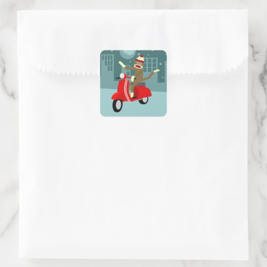 sok aap scooter vierkante sticker (Tas)