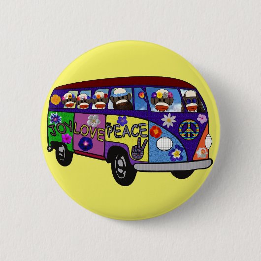 Sok-aap vredesbus ronde button 5,7 cm (Voorkant)