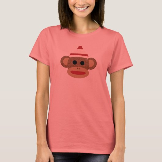 Sok Monkey Women's Ringer T-Shirt, wit/rood T-shirt (Voorkant)
