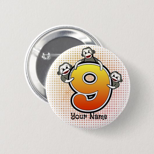 Sokaap Nummer 9 Ronde Button 5,7 Cm (Voorkant /achterkant)