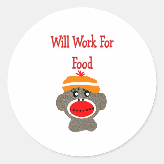 Sokaap ZAL WERKEN VOOR VOEDSEL Geschenken Ronde Sticker (Voorkant)