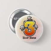 Sokkapen Klingel Nummer 3  Ronde Button 5,7 Cm (Voorkant /achterkant)