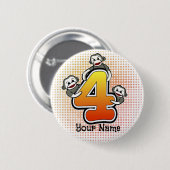 Sokkapen monkey nummer 4 ronde button 5,7 cm (Voorkant /achterkant)