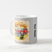 Sokkel aap brandweerwagen brandweerman koffiemok (Voorkant links)