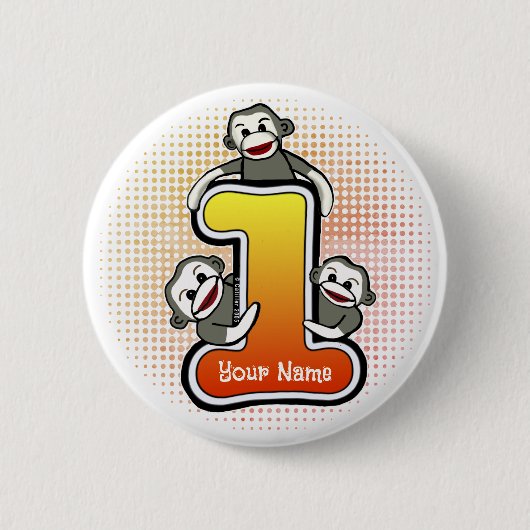 Sokkel Aap Nummer 1 Ronde Button 5,7 Cm (Voorkant)