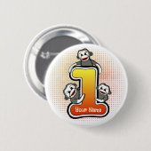 Sokkel Aap Nummer 1 Ronde Button 5,7 Cm (Voorkant /achterkant)