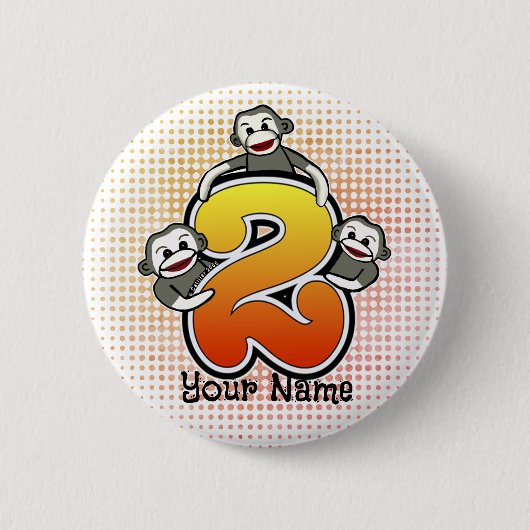 Sokkel Aap Nummer 2 Ronde Button 5,7 Cm (Voorkant)