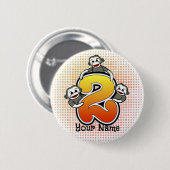 Sokkel Aap Nummer 2 Ronde Button 5,7 Cm (Voorkant /achterkant)