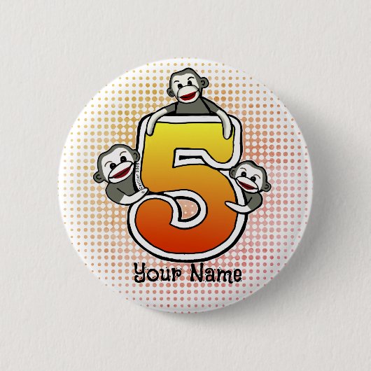 Sokkel Aap Nummer 5 Ronde Button 5,7 Cm (Voorkant)