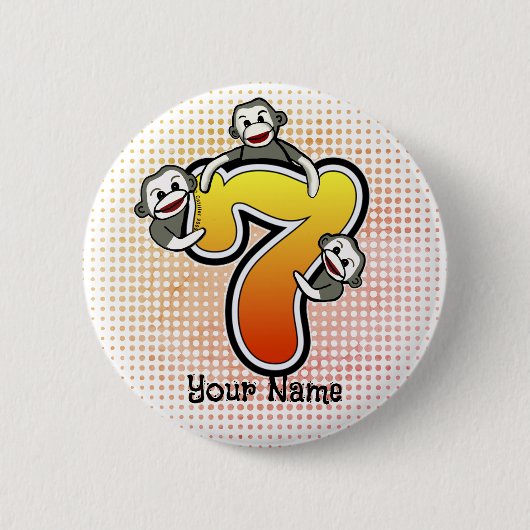 Sokkel Aap Nummer 7 Ronde Button 5,7 Cm (Voorkant)