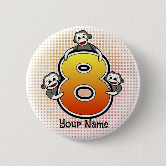 Sokkel Aap Nummer 8 Ronde Button 5,7 Cm (Voorkant)