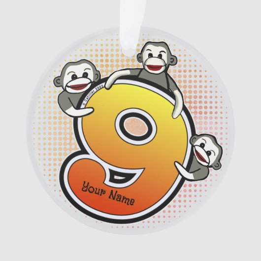 Sokkel Aap Nummer 9 Ornament (voorkant)
