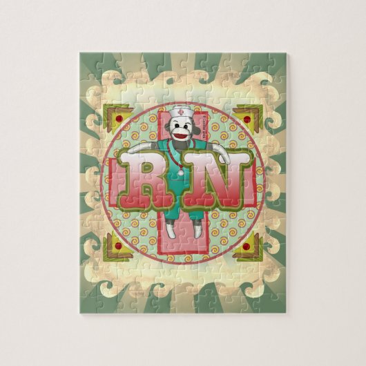 Sokkel Aap RN Verpleegster Legpuzzel (Verticaal)