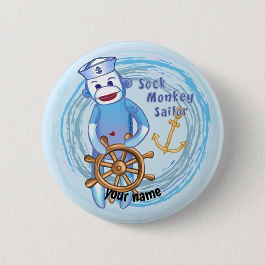 Sokkel Aap Zeiler Ronde Button 5,7 Cm (Voorkant)