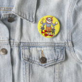 Sokkelapen Clown Ronde Button 5,7 Cm (In situ)