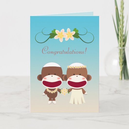 Sokkelige aap Hawaiaanse bruiloft Kaart (Voorkant)