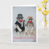 Sokken aap Huwelijkskaart Kaart (Gele Bloem)