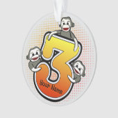 Sokken Aap Nummer 3 Ornament (voorkant)