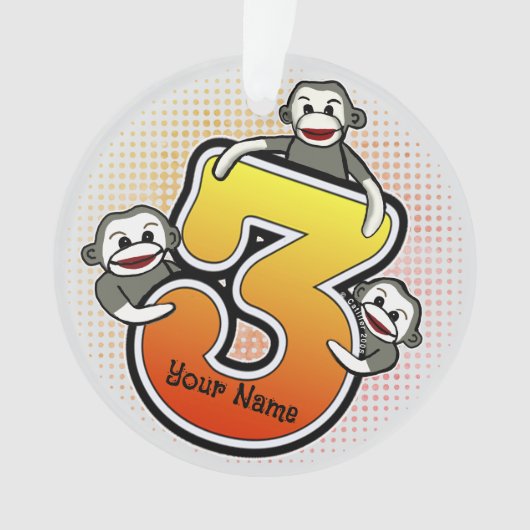 Sokken Aap Nummer 3 Ornament (voorkant)