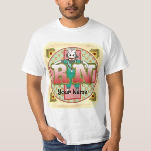 Sokken Aap RN Verpleegster T-shirt (Voorkant)