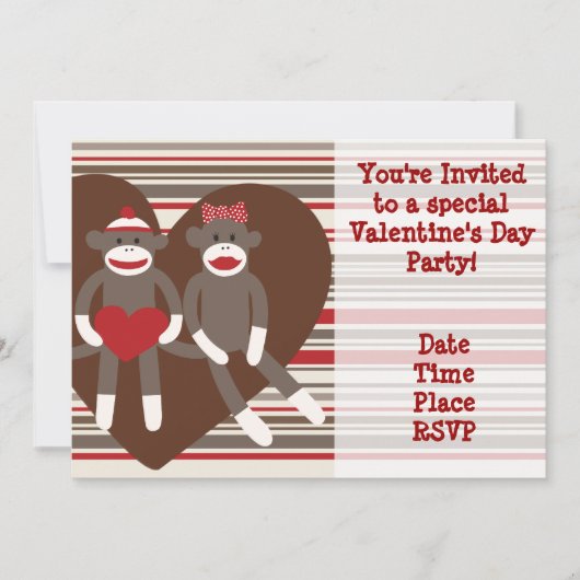 Sokken Aap Valentijnsdag Feest Uitnodigingen (Voorkant)