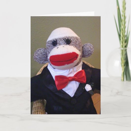 Sokken Apen Trouw Bruidegom Liefde Kaart (Voorkant)