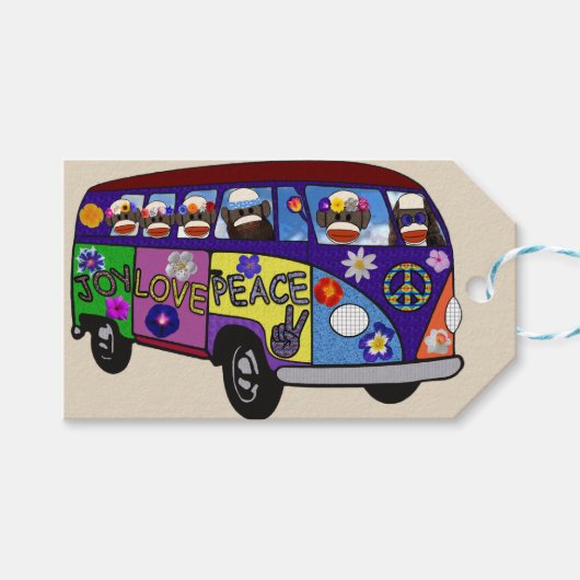 Sokken Apen Vredesbus Cadeaulabel (Voorkant (Horizontaal))