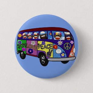 Sokken Apen Vredesbus Ronde Button 5,7 Cm